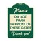 Signmission Please Do Not Park in Front of These Gates Heavy-Gauge Aluminum Sign, 24" x 18", G-1824-23279 A-DES-G-1824-23279 - alternate 1